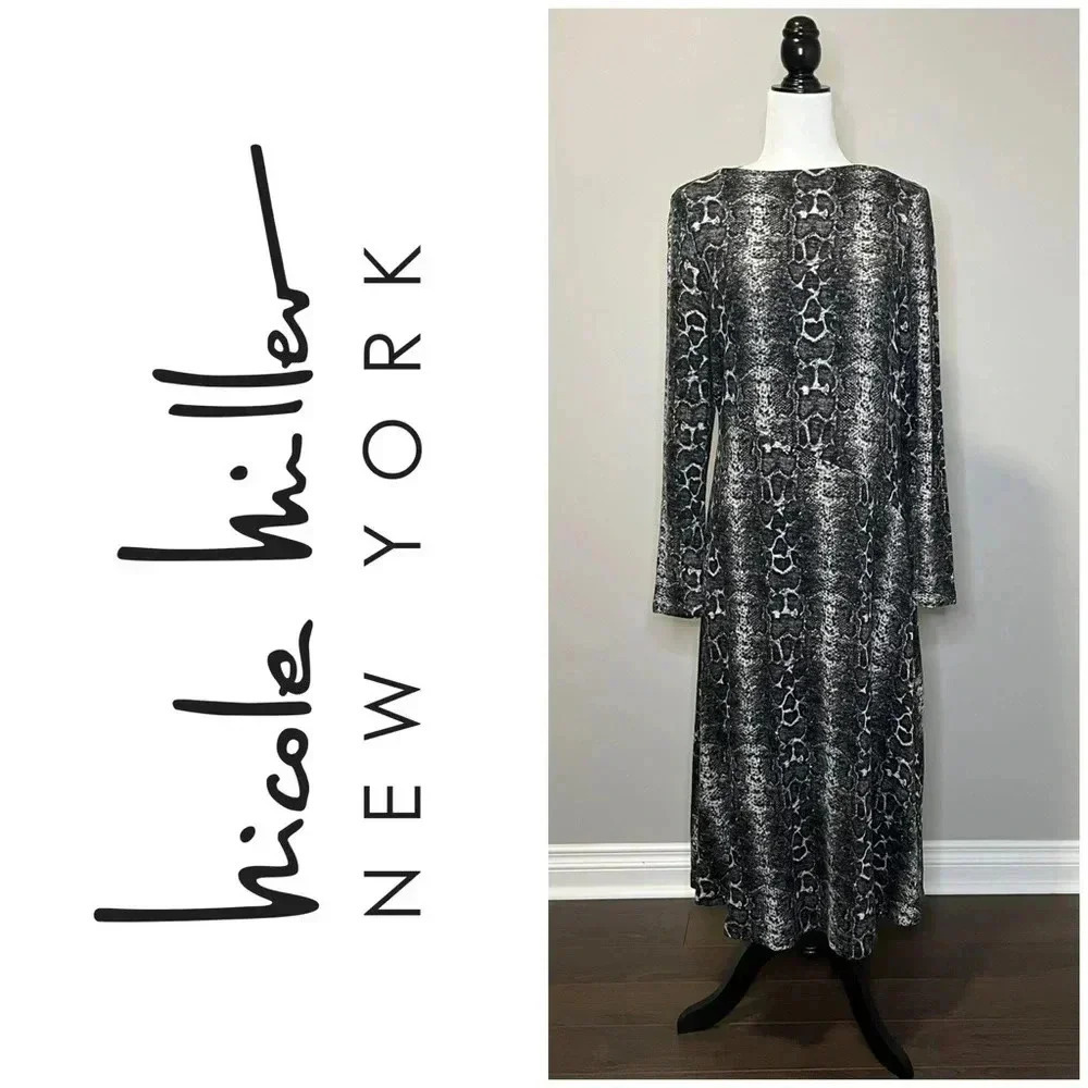 Nicole  Miller Sweater Knit Dress Snakeskin Pattern